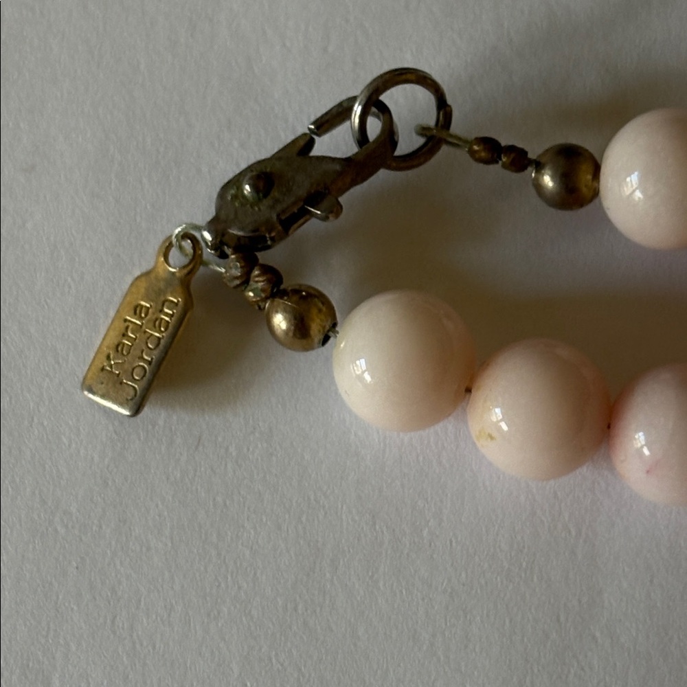 Vintage Karla Jordan MOP and Pink Stone Necklace - Picture 3 of 5